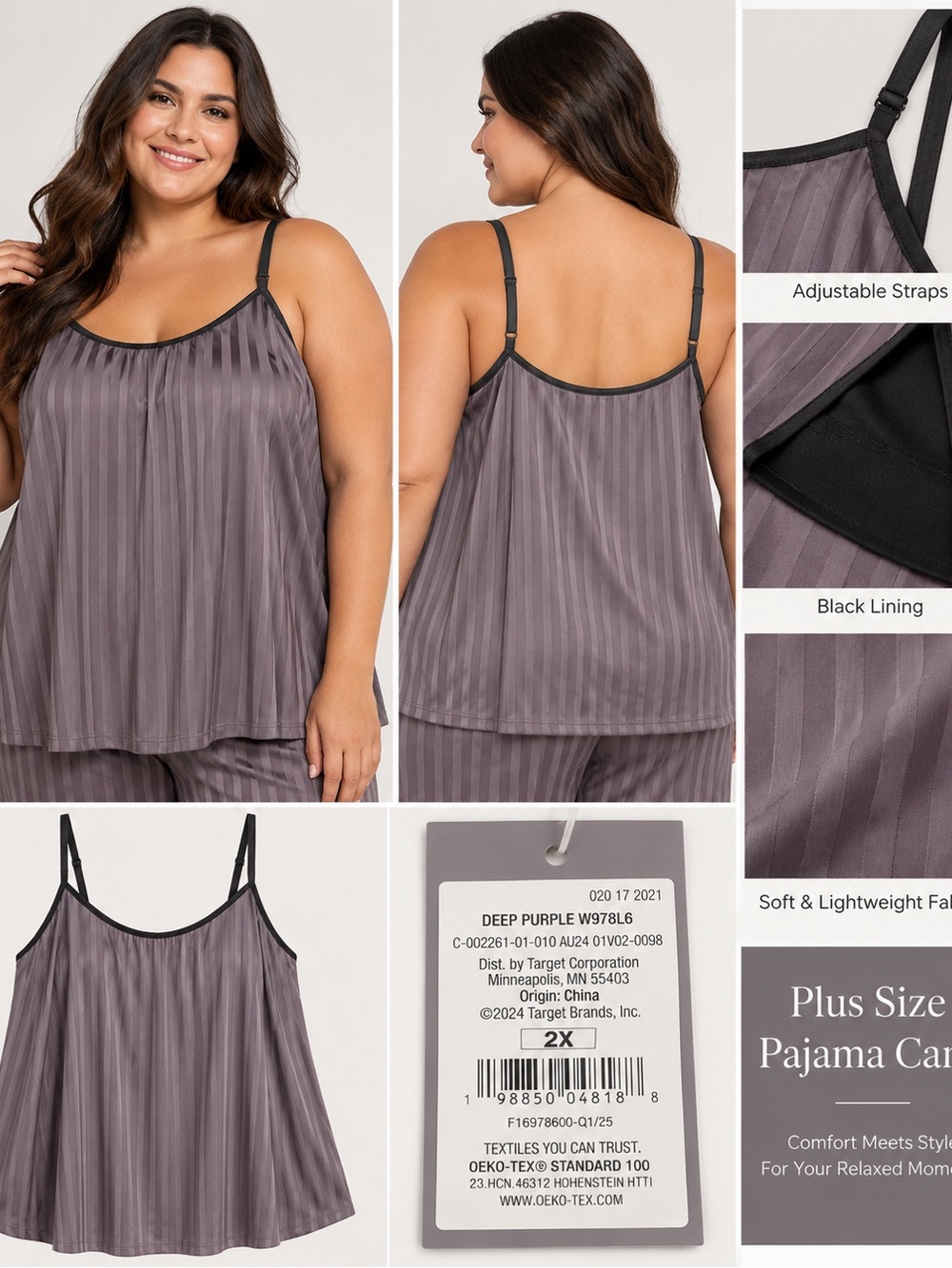 a new day Plus Size Pajama Cami in Deep Purple